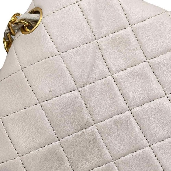 CHANEL Shoulder Bag Matelasse Coco Mark Lambskin White ⭐ - Picture 8 of 13